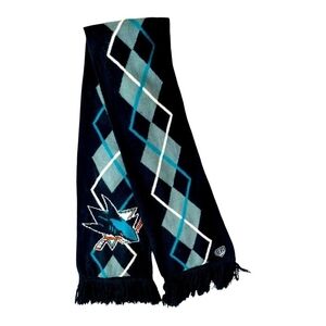 Double Layered Scarf San Jose Sharks Argyle Scarf Licensed US NHL Team Fan Scarf
